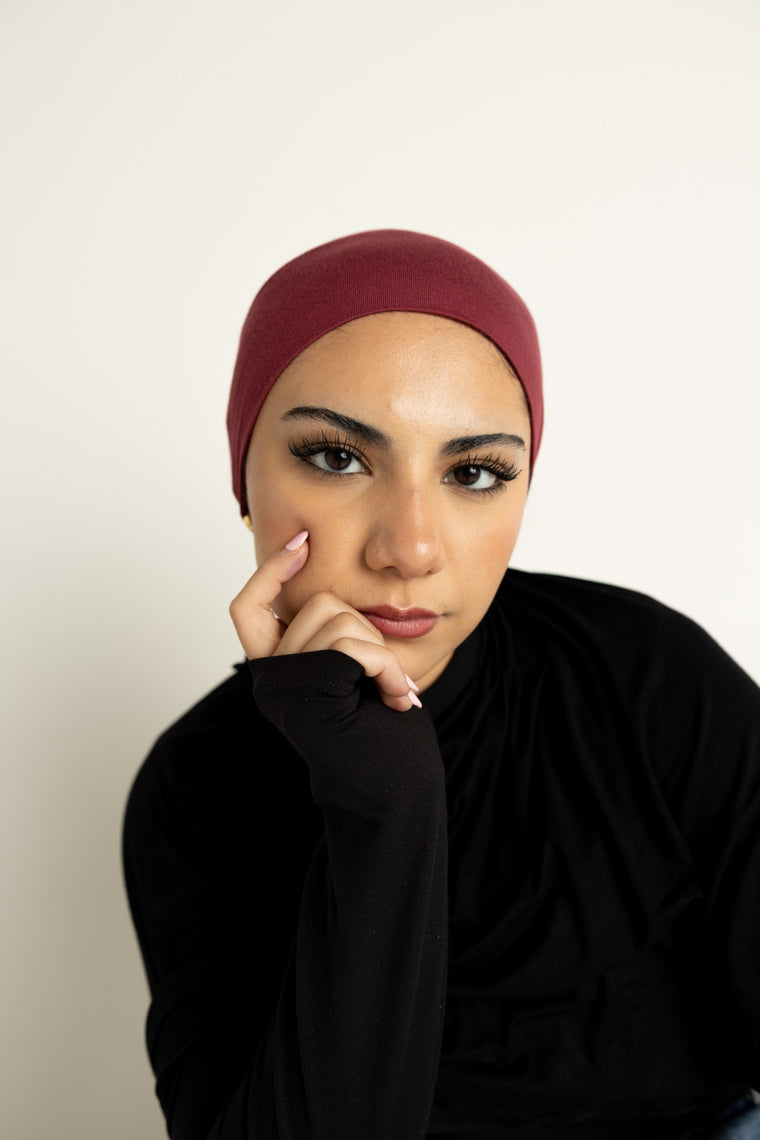Jersey Under Scarf Tube Cap - Deep Maroon