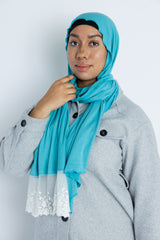 Jersey Lace Hijab - Seafoam Blue