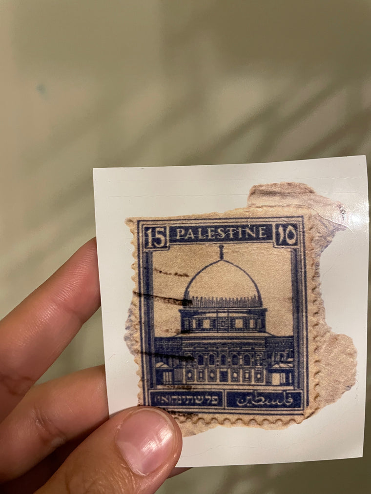 MISPRINT Palestine Stamp Sticker Blue