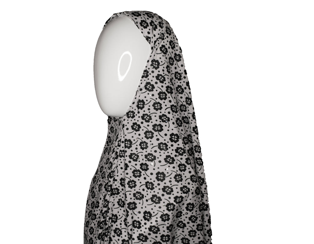 One-Piece Sequin Slip-on Khimar - Floral Breeze