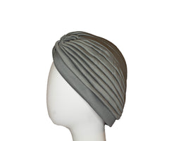 grey slip on pleated turban