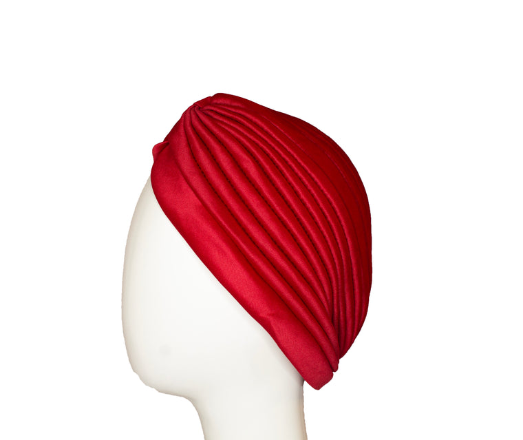 Slip-on Pleated Turban - Red
