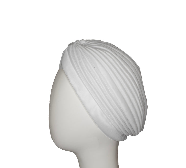 Slip-on Pleated Turban - White