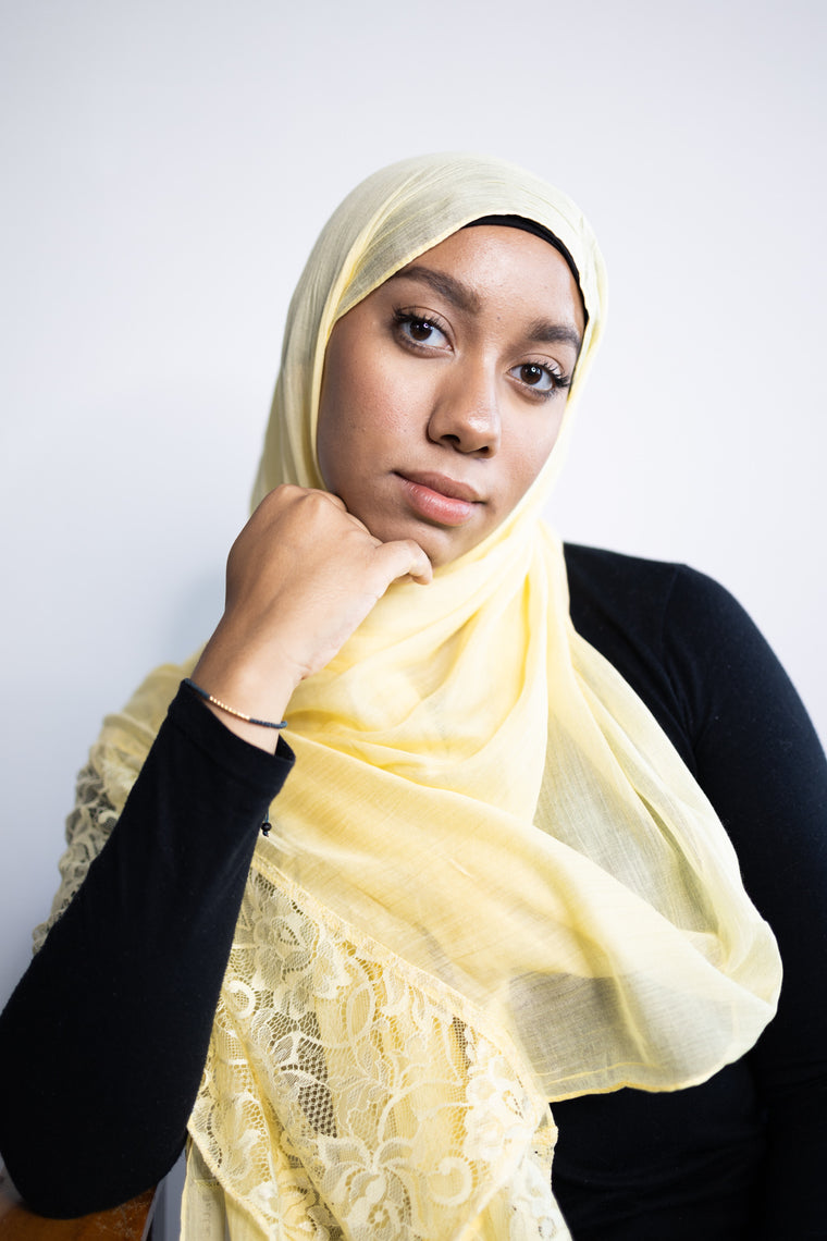 Modal Lace Hijab - Honey Yellow