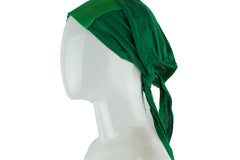 green tie back under cap with a satin trim