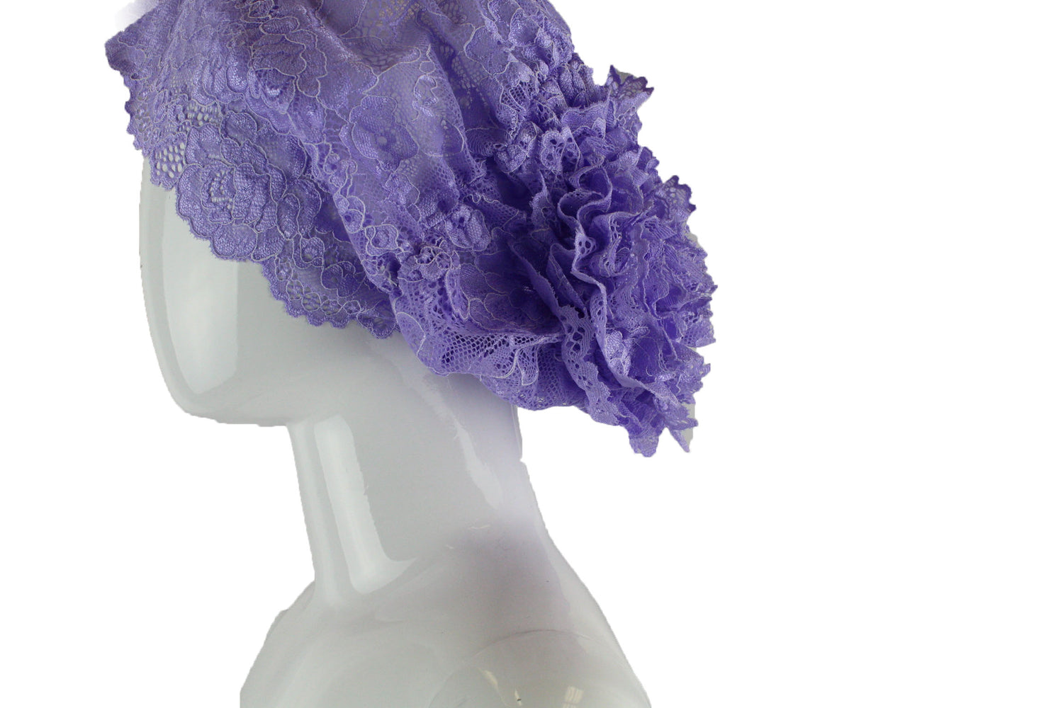 lavender lilac purple lace undercap scarf bonnet for hijab