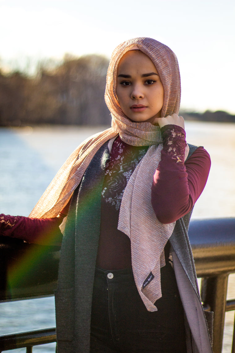 Shimmer Lurex Hijab - Blush