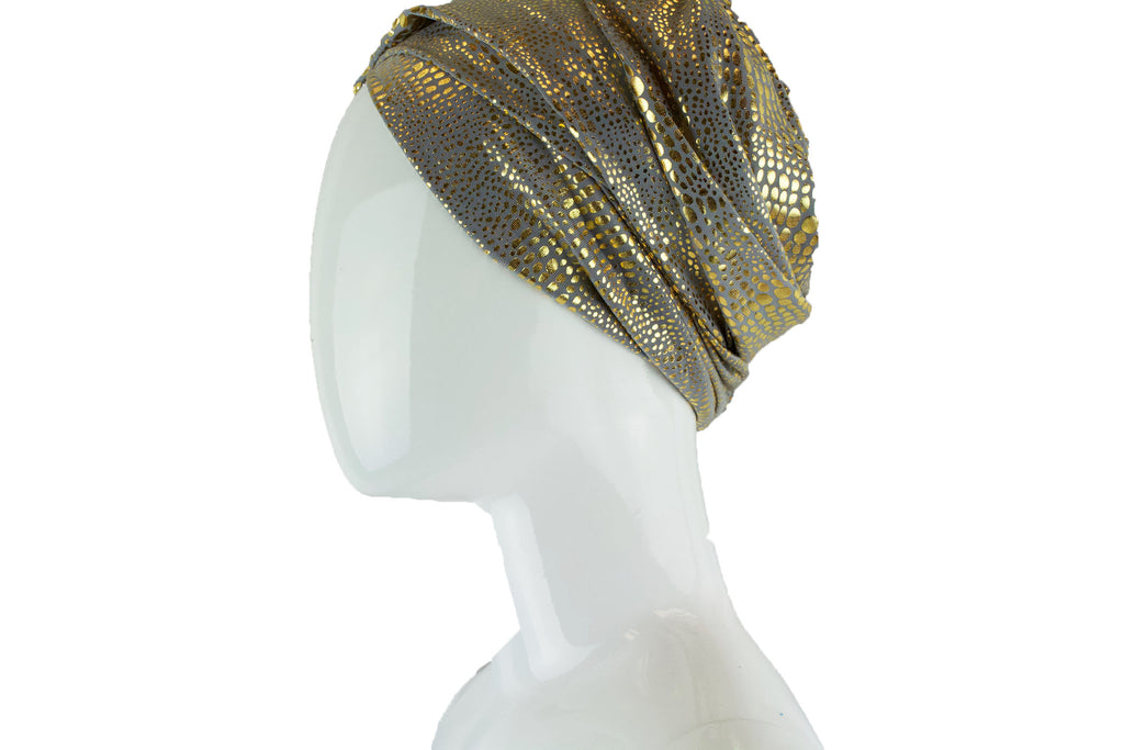 gold metallic turban wrap