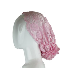 pink lace undercap for hijab