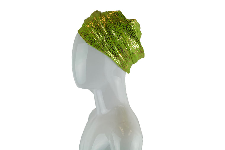 Gold Metallic Turban Wrap - Lime