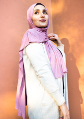 mauve jersey hijab embellished with pearls  Edit alt text