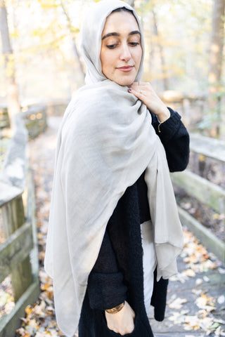 solid silver hijab made with modal fabric