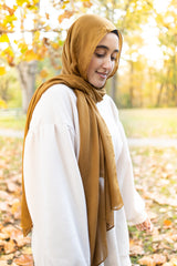solid gold hijab made with modal fabric