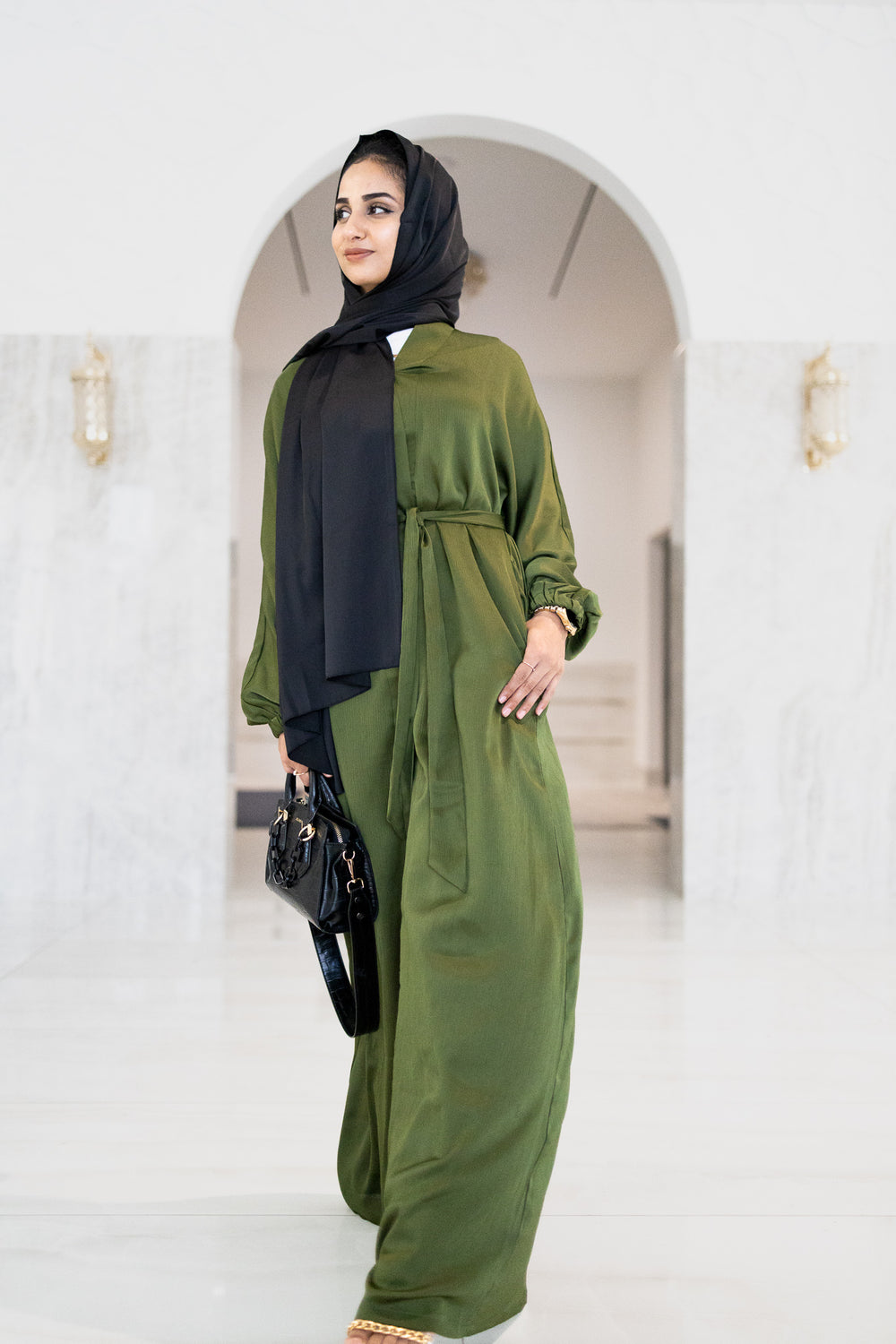 Olive Green Satin Abaya Olive Green Satin Abaya