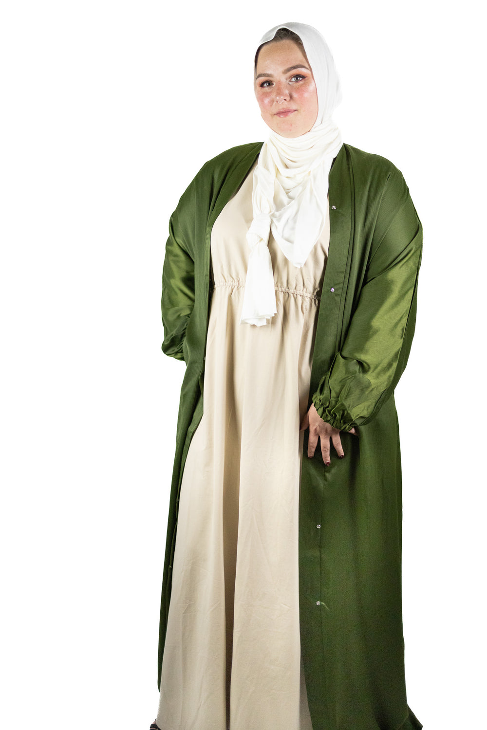 Olive Green Satin Abaya Olive Green Satin Abaya