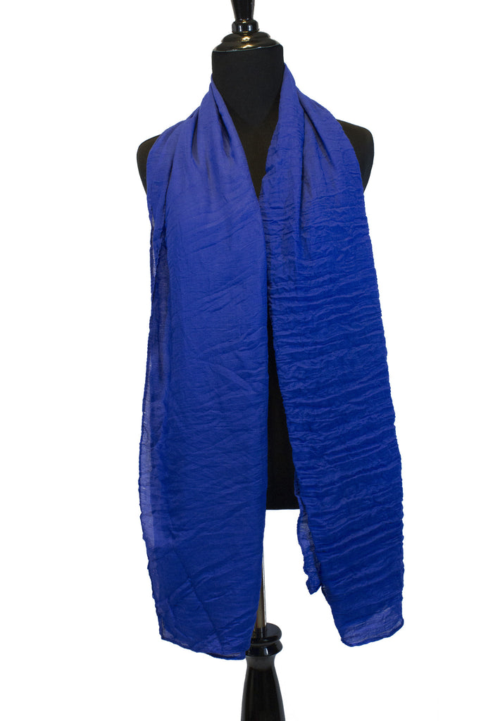 royal blue solid crinkle cotton hijab