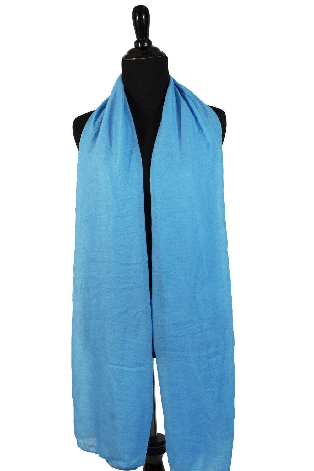 sky blue solid crinkle cotton hijab