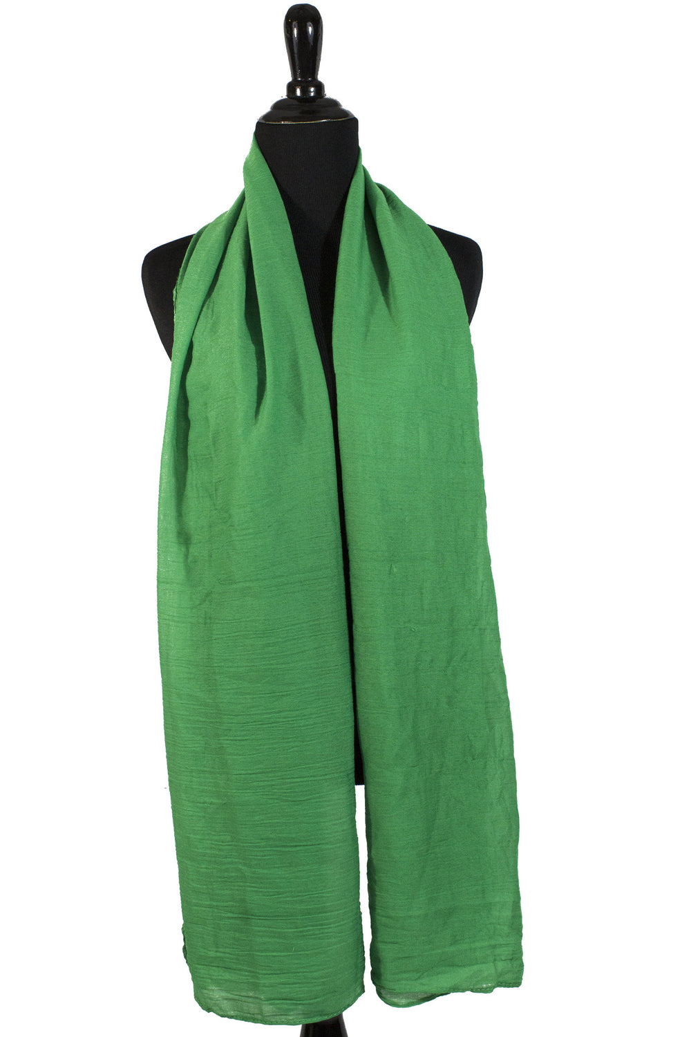 green solid crinkle cotton hijab