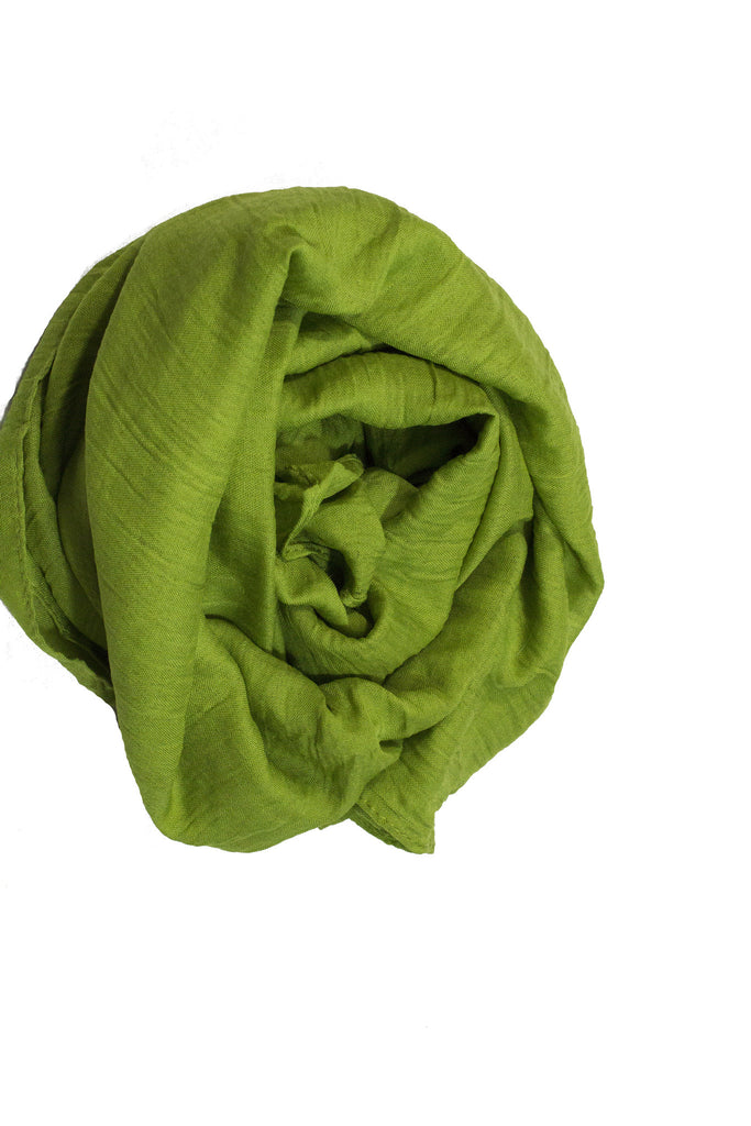 lime green solid crinkle cotton hijab