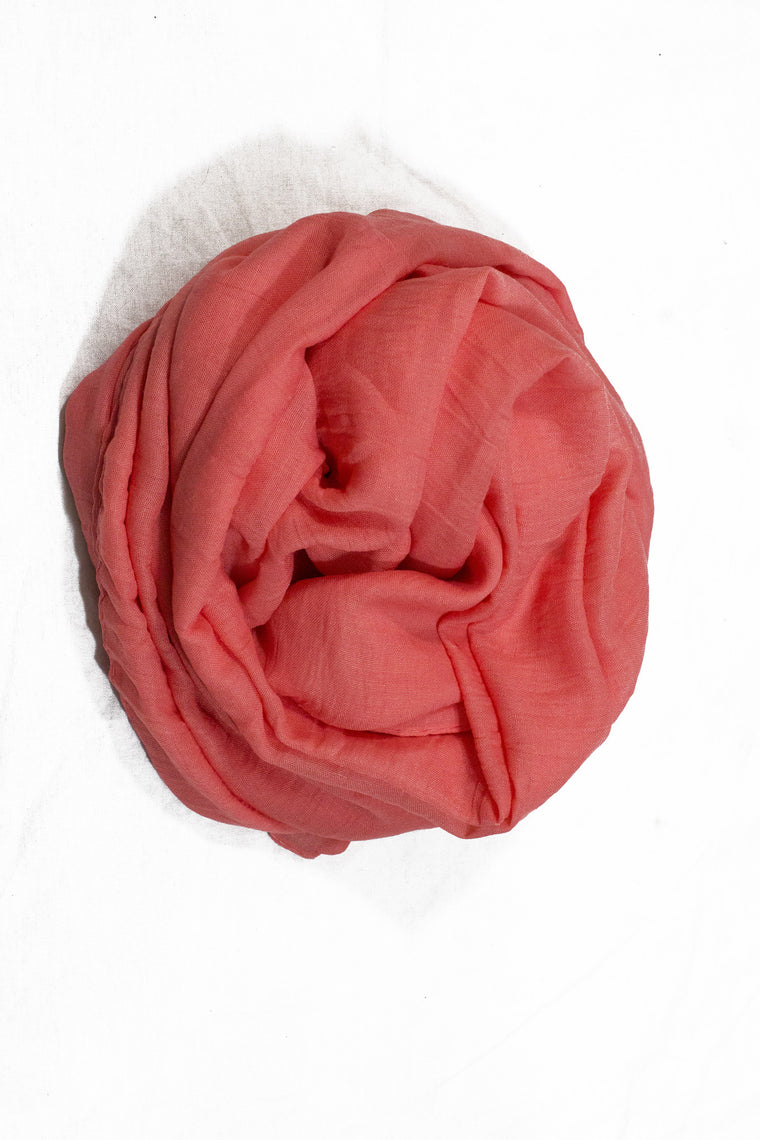 salmon solid crinkle cotton hijab