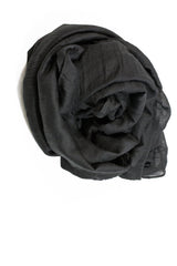 black solid crinkle cotton hijab