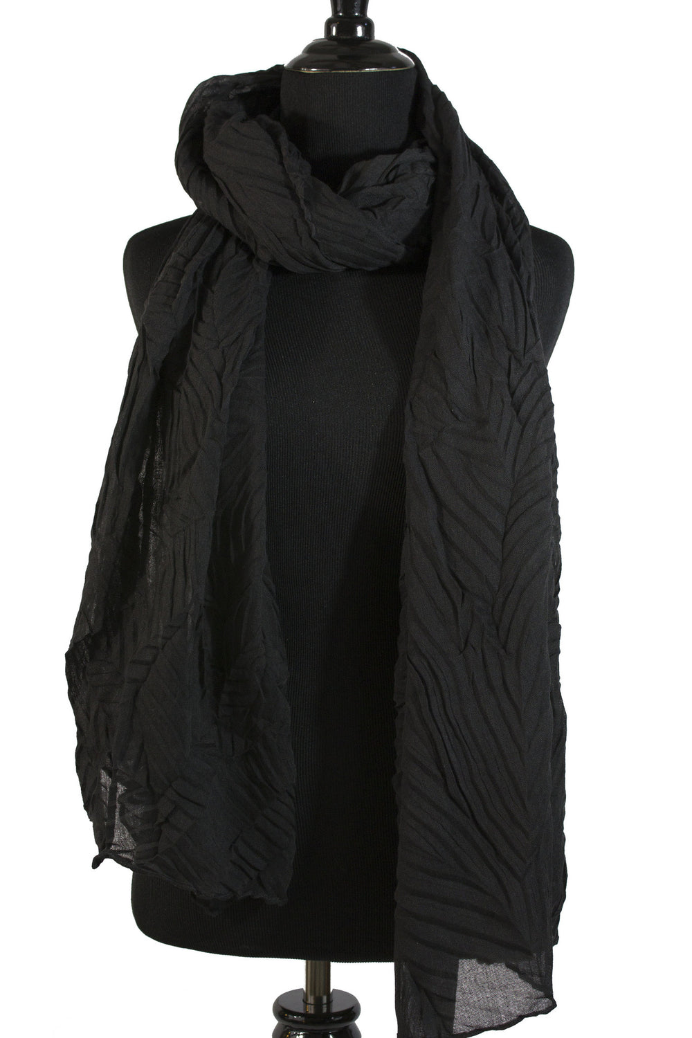 black pleated textured hijab