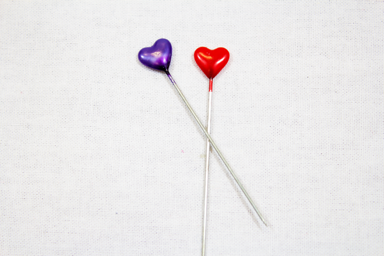 long hijab pins with hearts and multiple colors