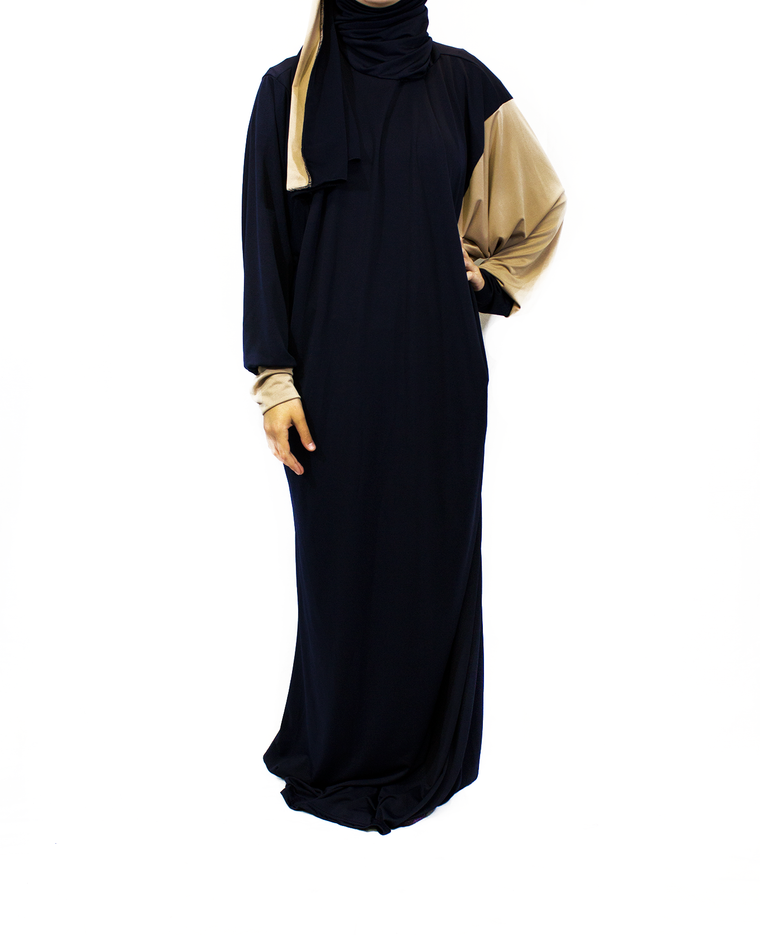 One-Piece Abaya w/ Attached Hijab - Blue