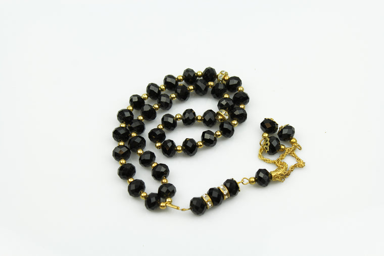 Tasbeeh with gold chain (33 beads) - Black