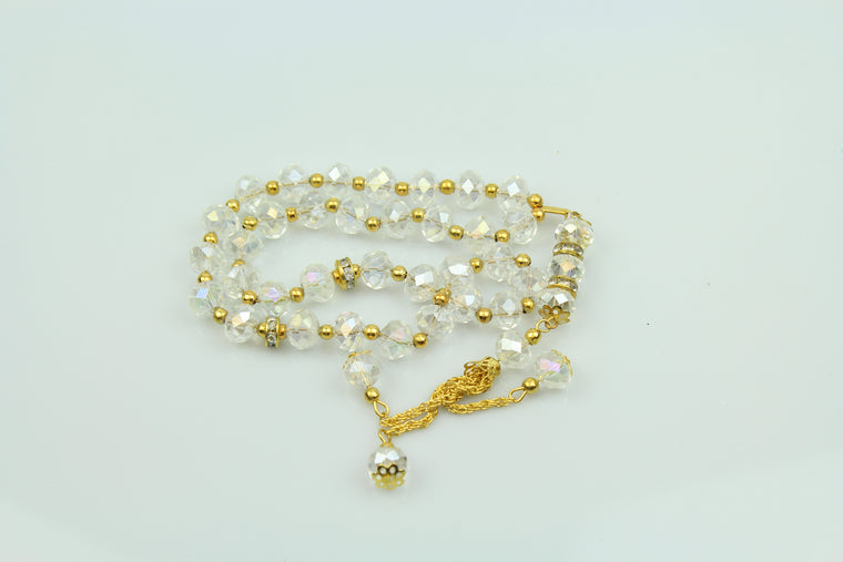 Tasbeeh with gold chain (33 beads) - Crystal
