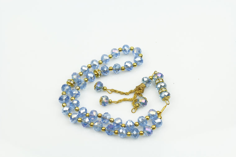Tasbeeh with gold chain (33 beads) - Light Blue