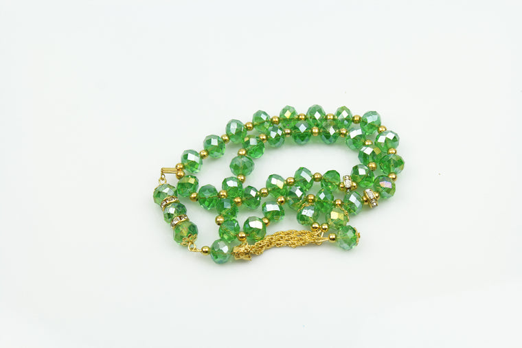 Tasbeeh with gold chain (33 beads) - Green