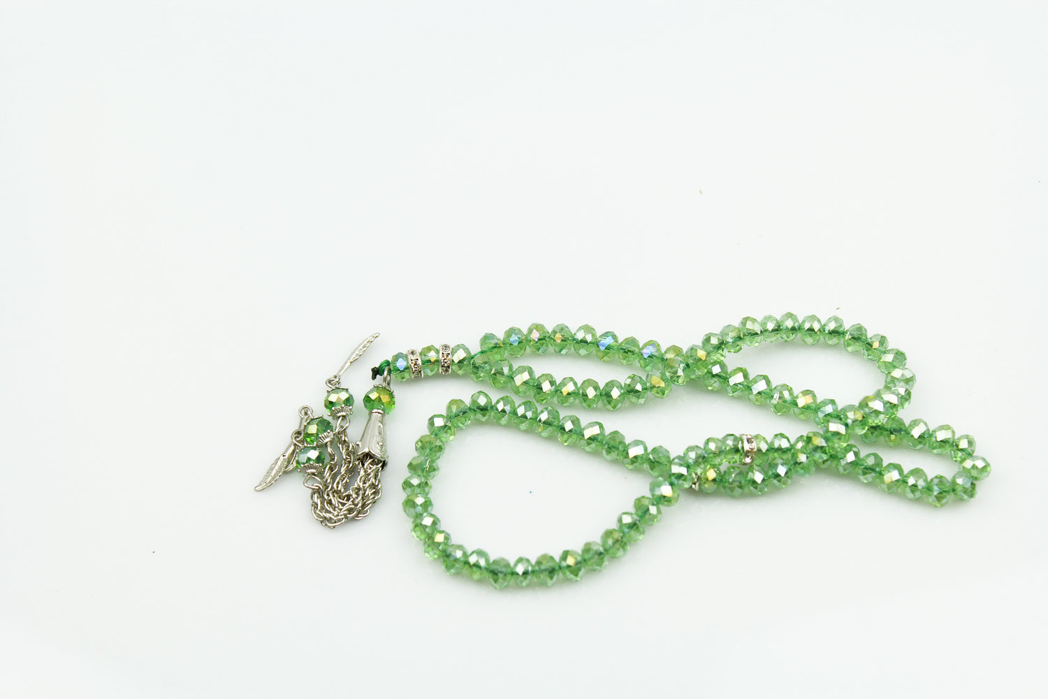 light green crystal tasbeeh with 99 beads