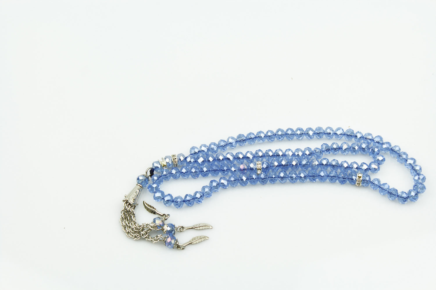 light blue crystal tasbeeh with 99 beads