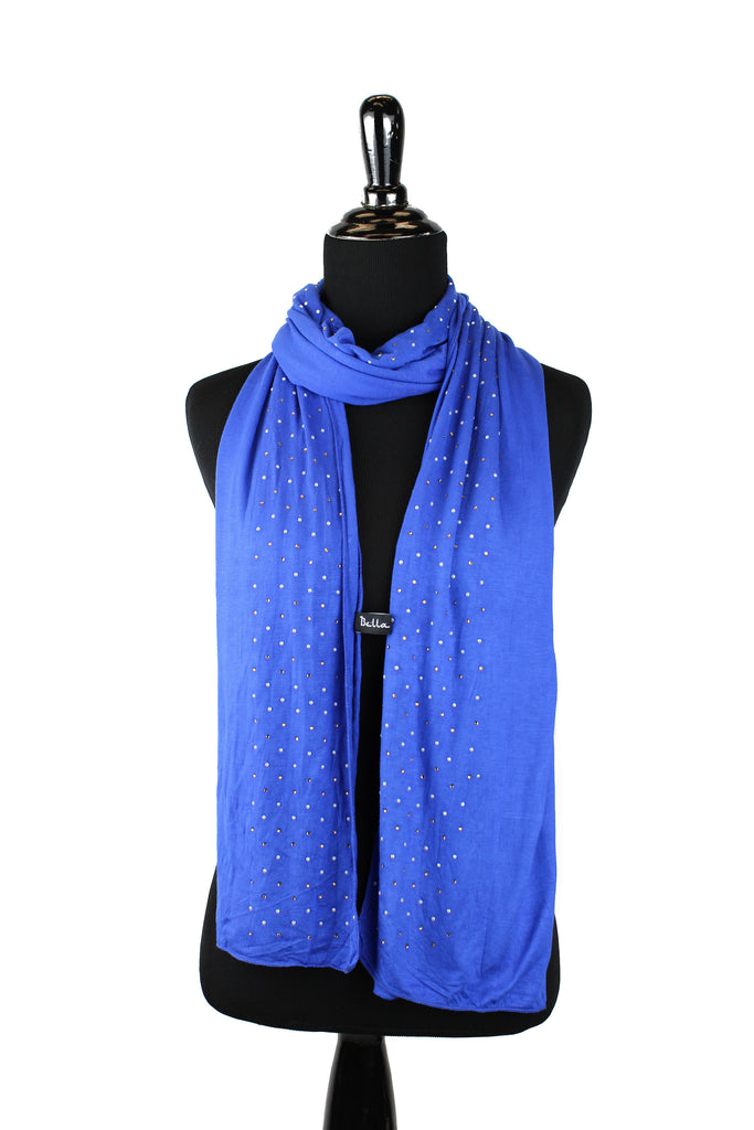 royal blue jersey hijab embellished with pearls