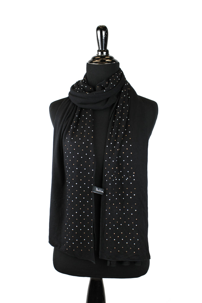 black jersey hijab embellished with pearls