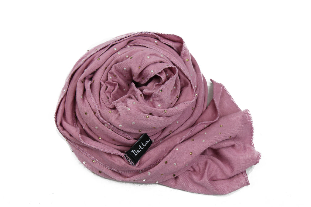 mauve jersey hijab embellished with pearls