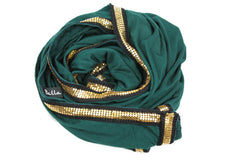Gold Trim Jersey Hijab - Forest Green