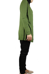 basic olive green long sleeve cardigan with pockets