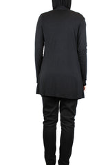 basic black long sleeve cardigan with pockets