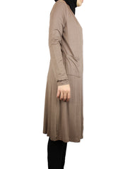 mocha maxi cardigan with long sleeves and pockets