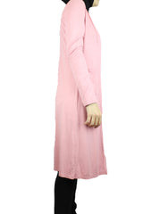 pink maxi cardigan with long sleeves and pockets