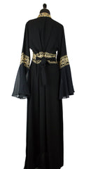 black palestinian thobe with embroidery in gold