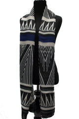 tribal print hijab in black and white and blue