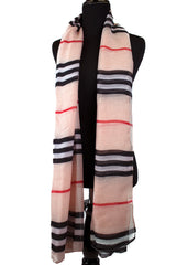 pink burberry inspired hijab with stripes