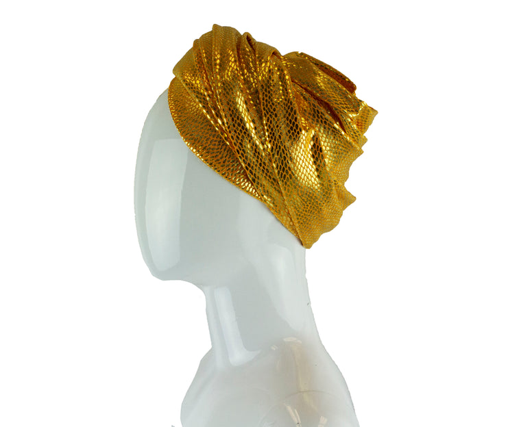 Gold Metallic Turban Wrap - Gold