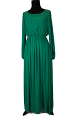 green chiffon long sleeve basic maxi dress