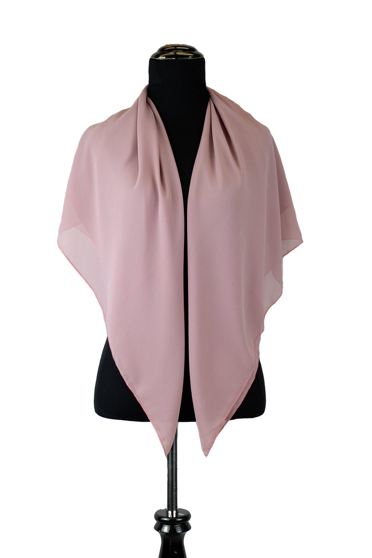 Premium Chiffon Square Hijab - Dusty Pink