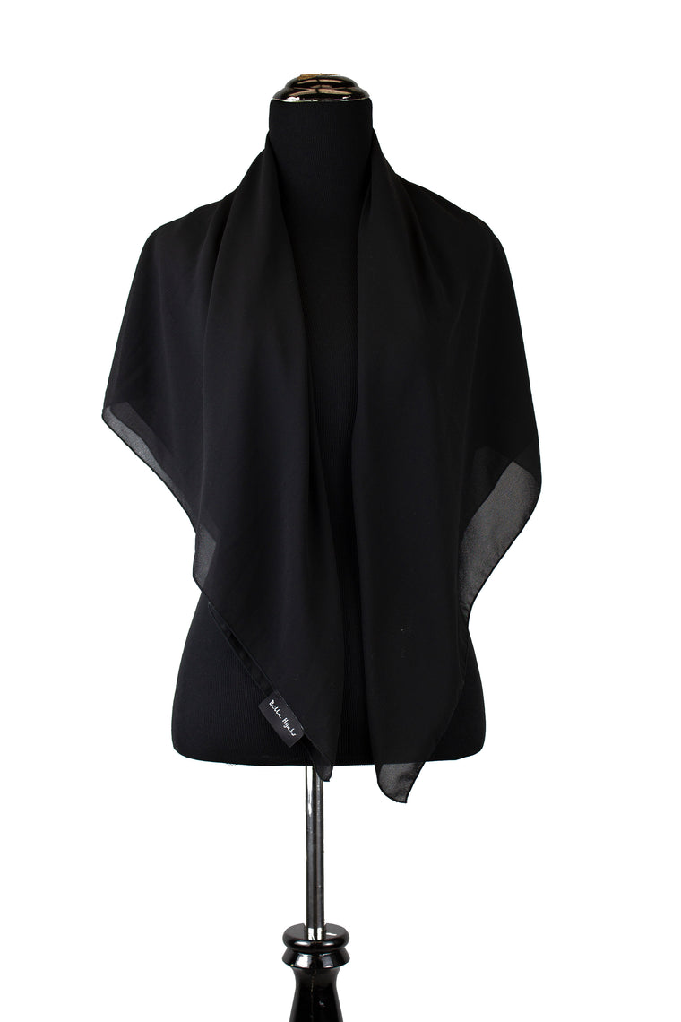 Premium Chiffon Square Hijab - Black