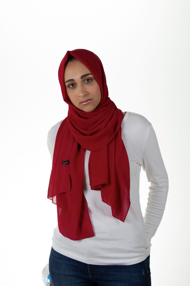 crimson red chiffon hijab